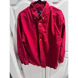 Chaps Ralph Lauren Red Button Down Shirt XL Long Sleeve Casual Dress Mens Cotton